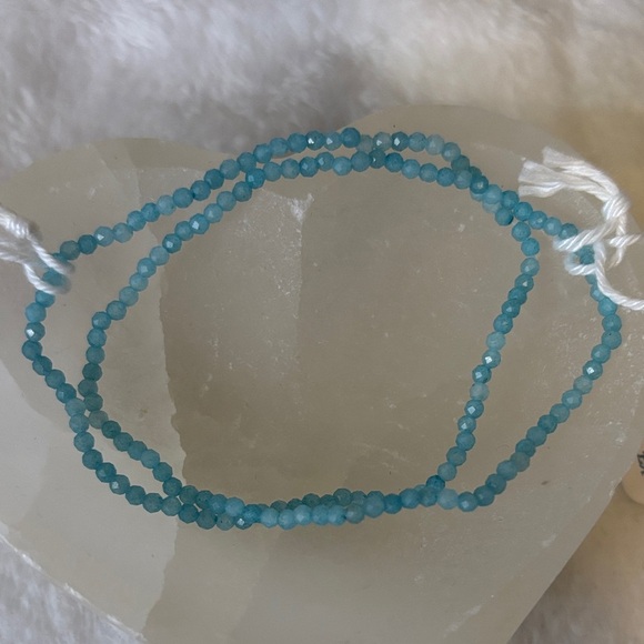 SOLD🛑NEW Natural Faceted Peruvian Blue Opal Gemstone Bracelet - Picture 2 of 3